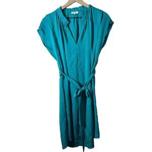 Current Air Women's Teal Jacquard Animal Print Dress Size Medium Short Sleeve